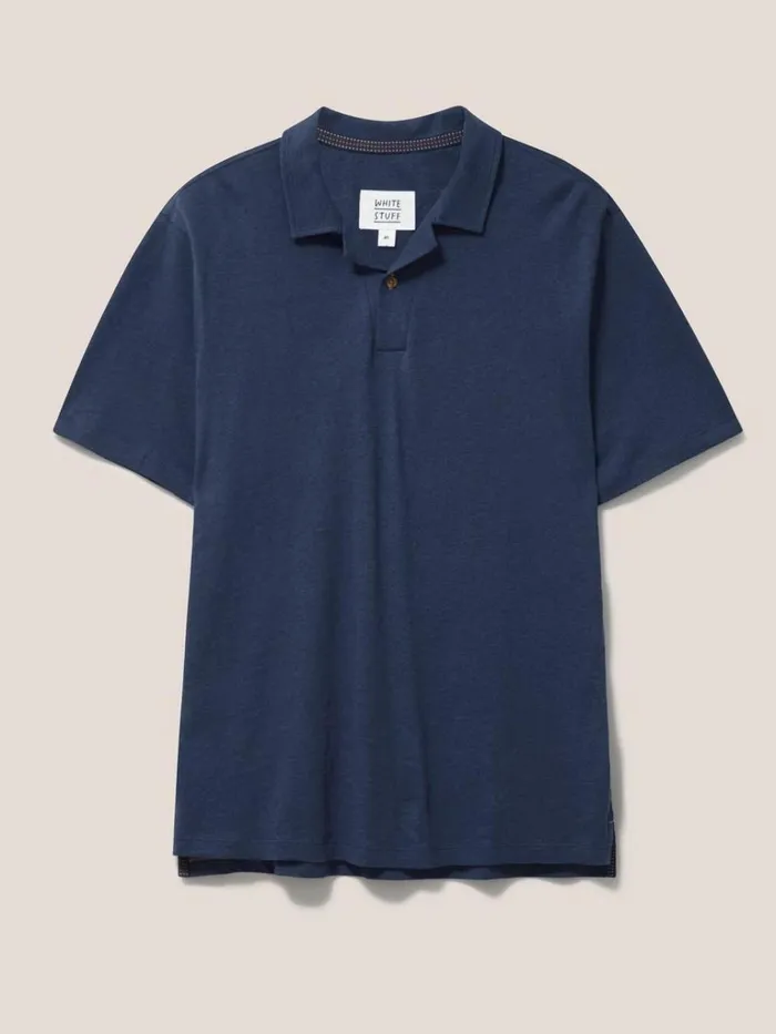 Men TSHIRTS White Stuff Linen Blend Polo Indigo Blue