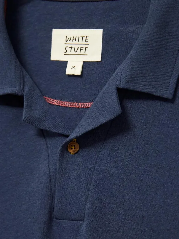 Men TSHIRTS White Stuff Linen Blend Polo Indigo Blue