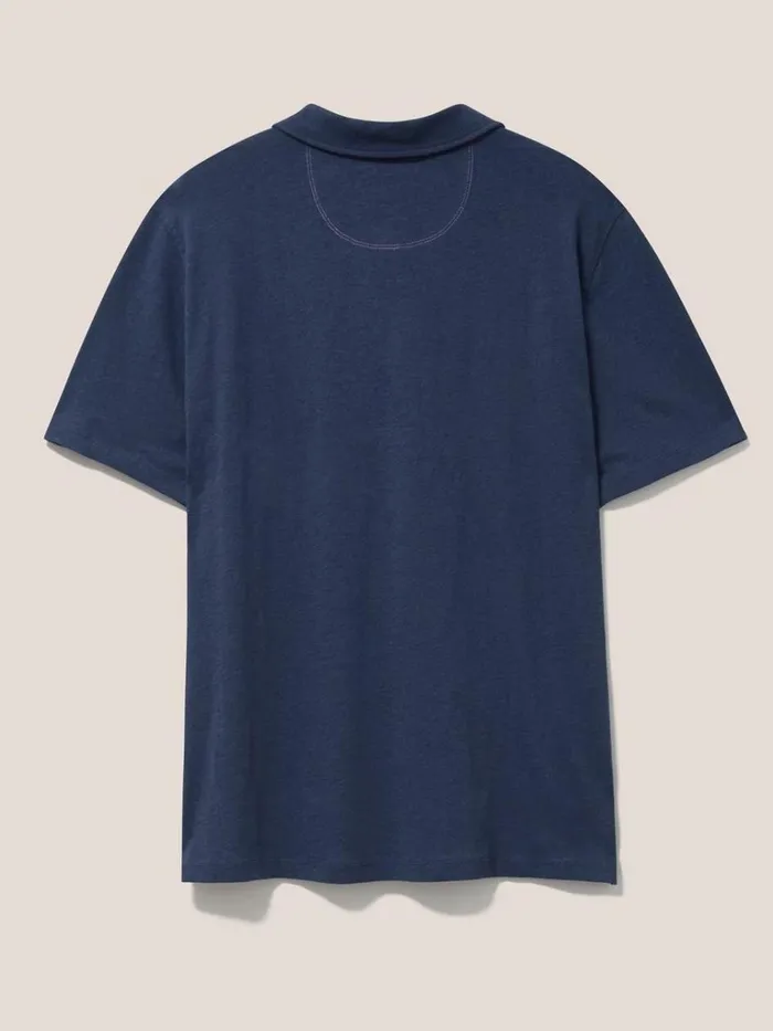 Men TSHIRTS White Stuff Linen Blend Polo Indigo Blue