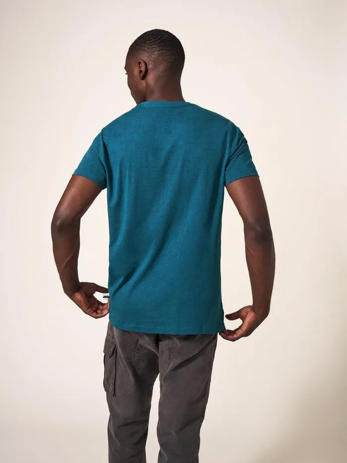 Men TSHIRTS White Stuff Pattern Fish Graphic Tshirt Mid Teal