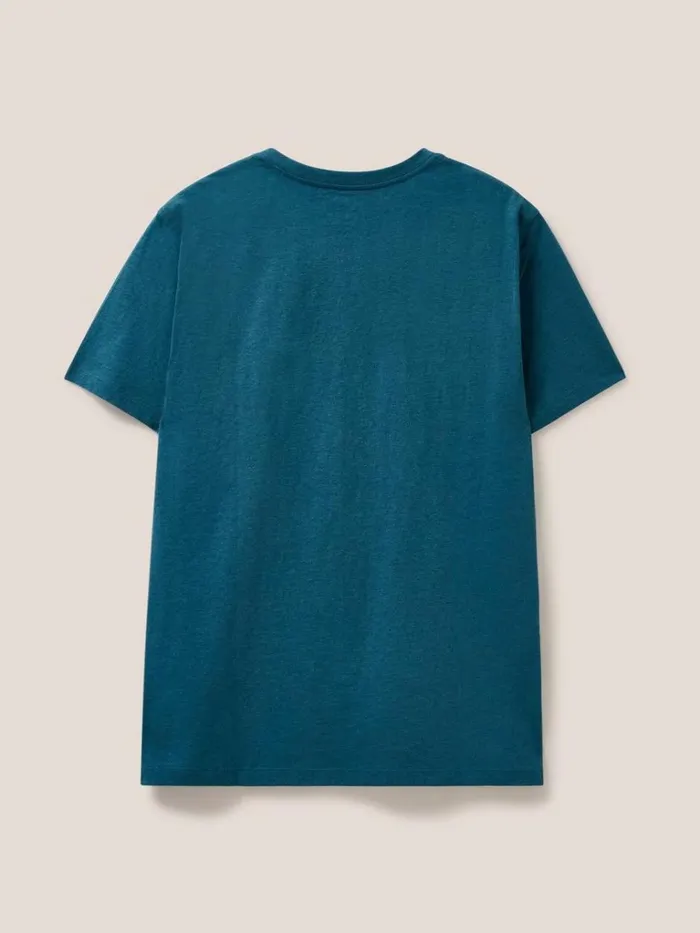 Men TSHIRTS White Stuff Pattern Fish Graphic Tshirt Mid Teal