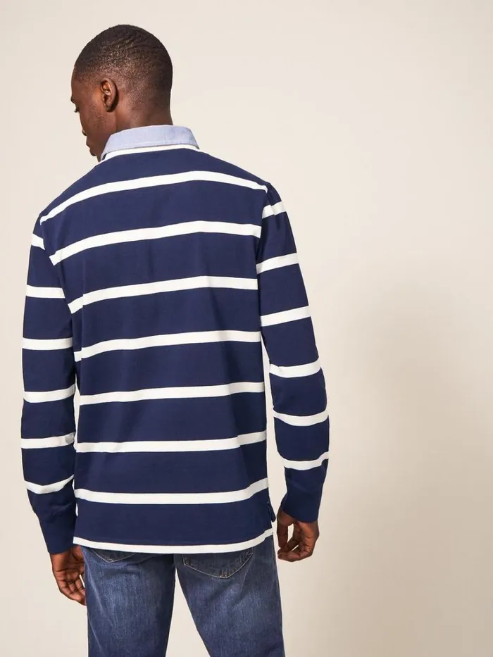 Men TSHIRTS White Stuff Raven Striped Rugby Dark Navy