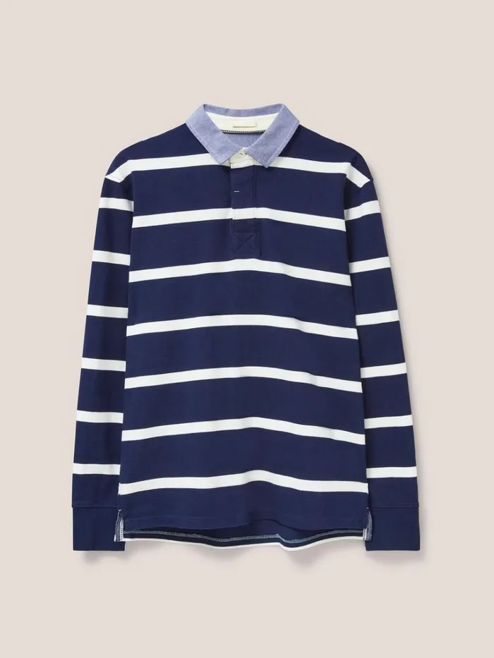 Men TSHIRTS White Stuff Raven Striped Rugby Dark Navy