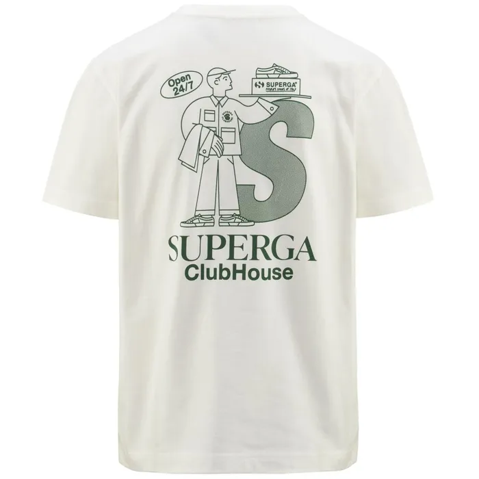 Men TShirtsTop Unisex TSHIRT SUPERGA CLUBHOUSE TShirt WHITE AVORIOGREEN Superga TShirts