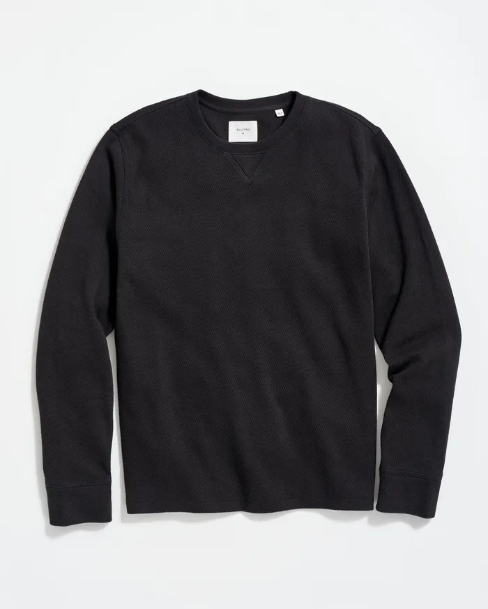 Men Thermal LS Crew Black Billy Reid Sweaters and Sweatshirts