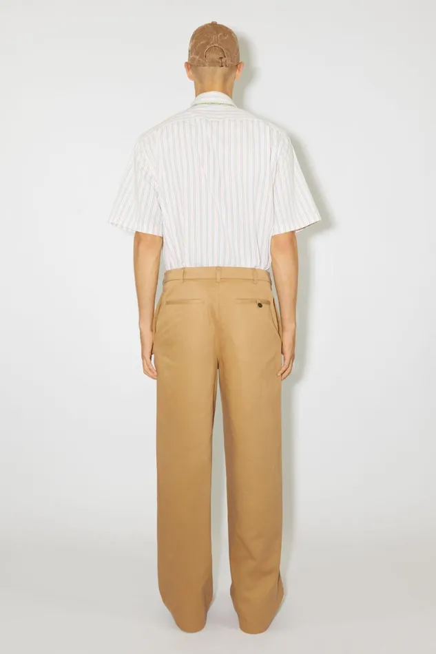 Men Twill Chino Trousers Camel Brown Acne Studios Trousers