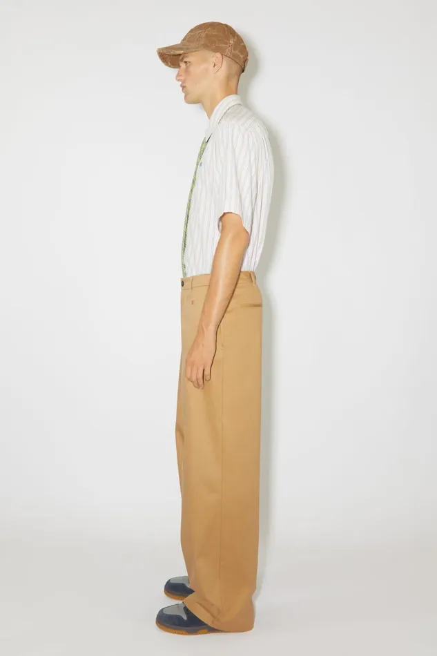 Men Twill Chino Trousers Camel Brown Acne Studios Trousers