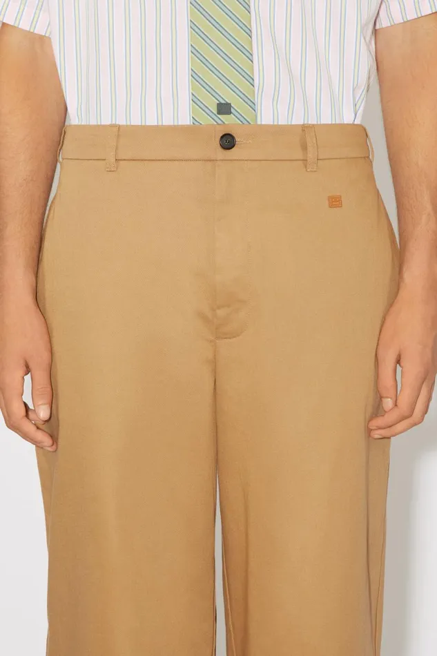 Men Twill Chino Trousers Camel Brown Acne Studios Trousers
