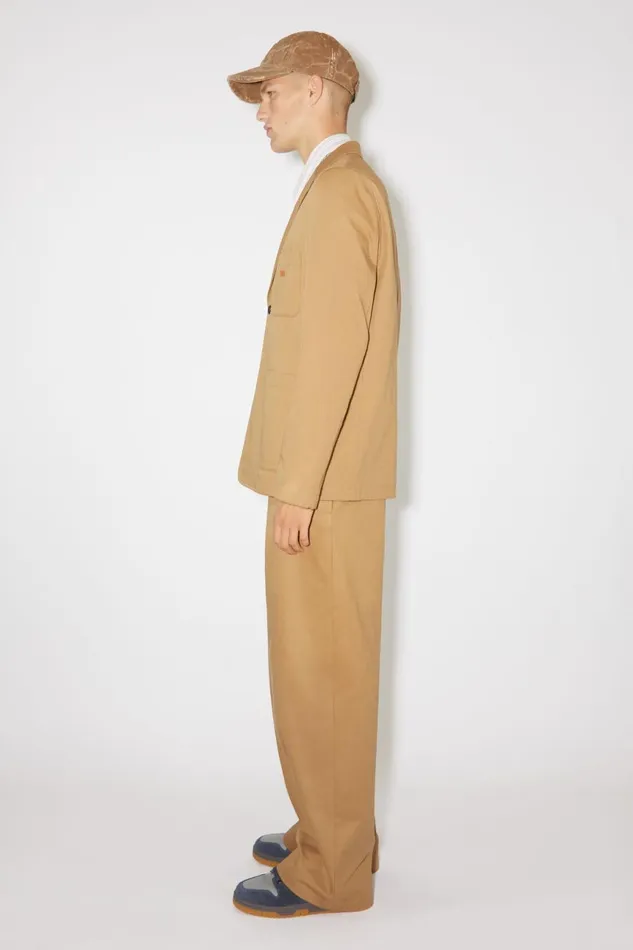 Men Twill Cotton Tailored Jacket Camel Brown Acne Studios Outerwear