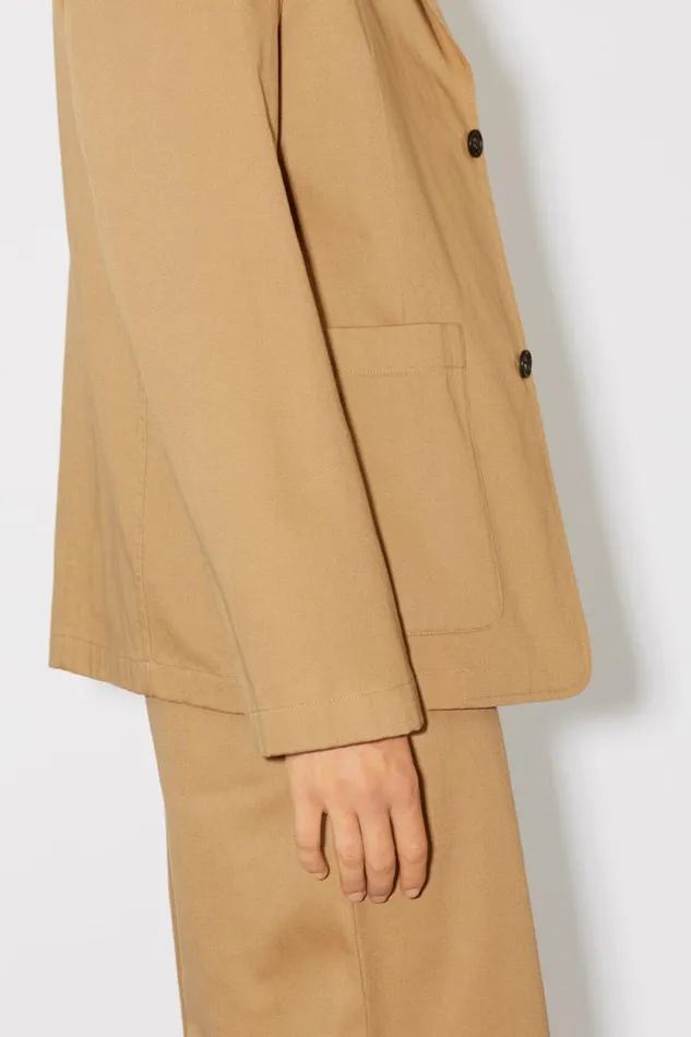 Men Twill Cotton Tailored Jacket Camel Brown Acne Studios Outerwear