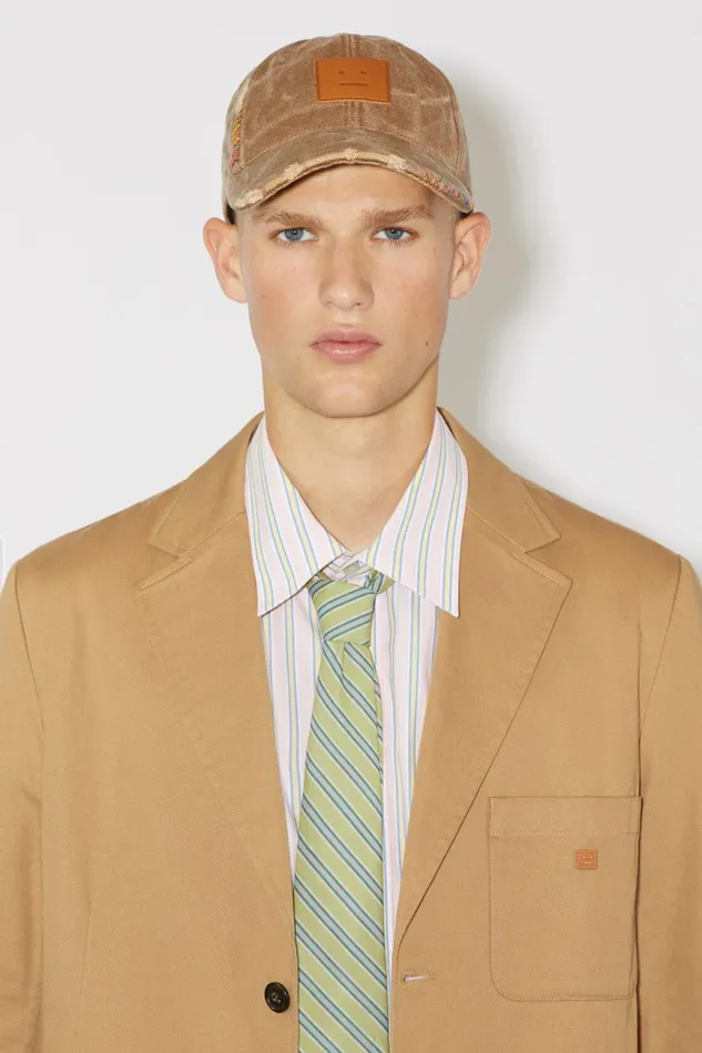 Men Twill Cotton Tailored Jacket Camel Brown Acne Studios Outerwear