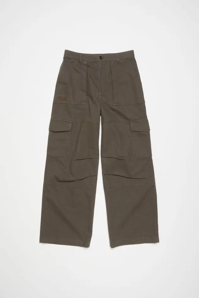 Men Twill Trousers Khaki Green Acne Studios Trousers