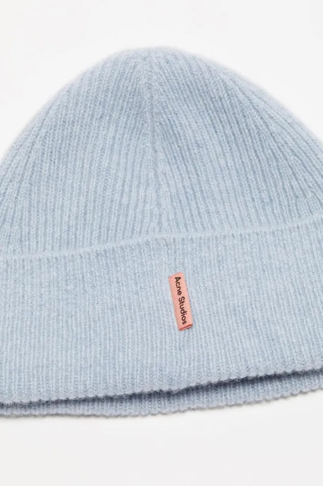 Men Wool Cashmere Beanie Steel Blue Melange Acne Studios Hats