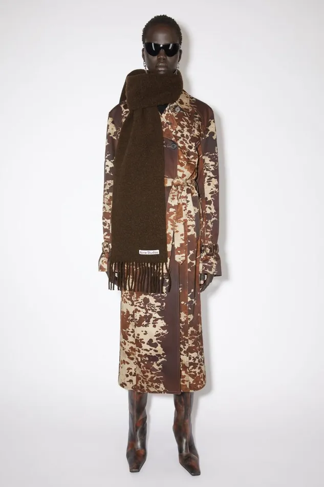 Men Wool Fringe Scarf Chocolate Brown Acne Studios Scarves