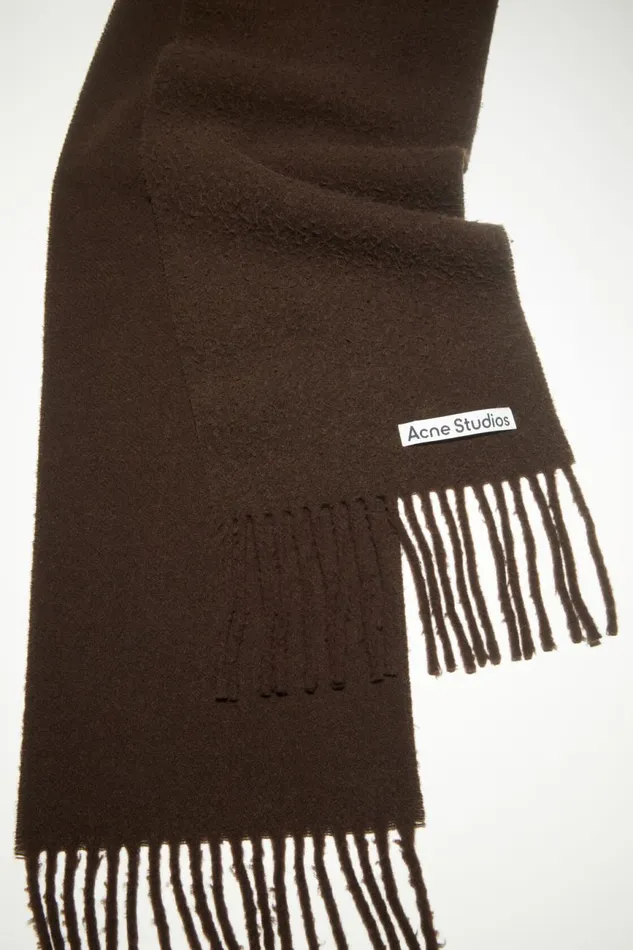Men Wool Fringe Scarf Chocolate Brown Acne Studios Scarves