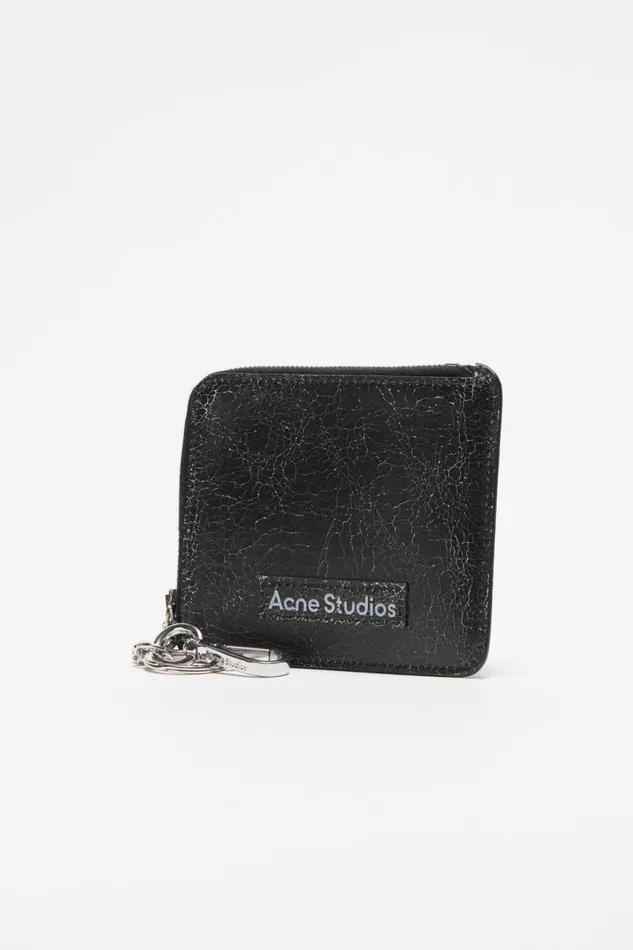Men Zip Leather Wallet Black Acne Studios Small Leather Goods
