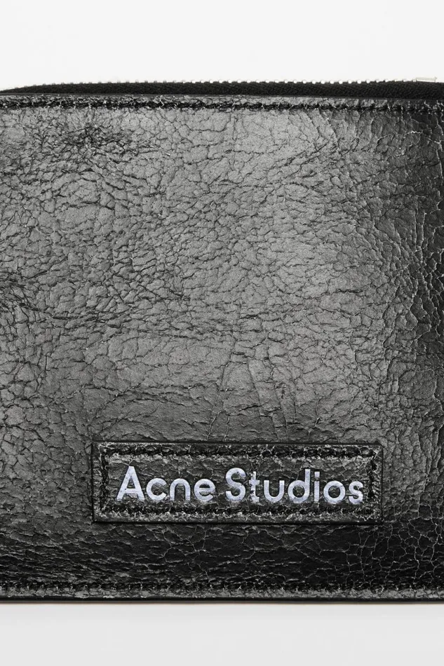 Men Zip Leather Wallet Black Acne Studios Small Leather Goods