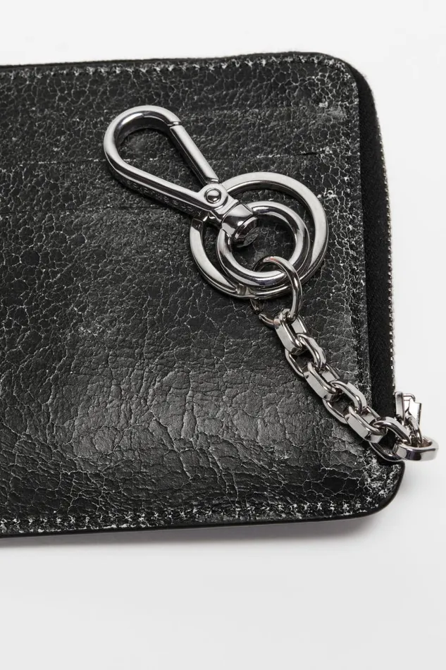 Men Zip Leather Wallet Black Acne Studios Small Leather Goods