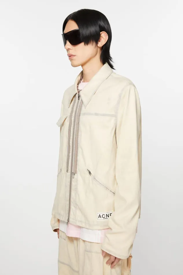 Men Zipper Jacket Beige Acne Studios Outerwear