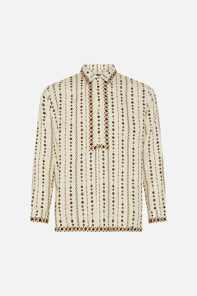 MENS HALF PLACKET TUNIC SHIRT NOMAD NATURE Nomad Nature Mens Camilla Shirts