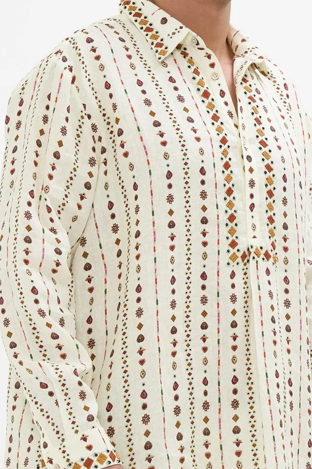 MENS HALF PLACKET TUNIC SHIRT NOMAD NATURE Nomad Nature Mens Camilla Shirts