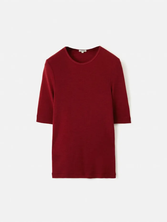 Merino Half Sleeve Tshirt Red Women Jigsaw Shirts and Tops