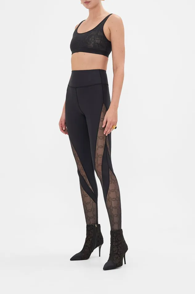 MESH ROUND NECK CROP SOLID BLACK Solid Black Womens Camilla Bras and Underwear