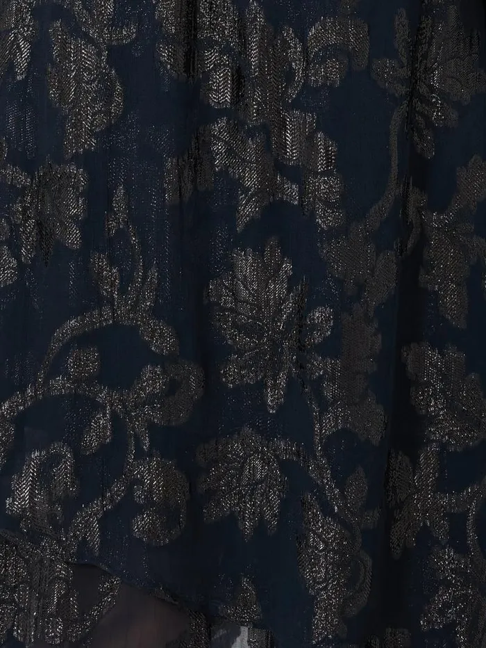 Metallic Jacquard Midi Skirt Navy Women Jigsaw Coords