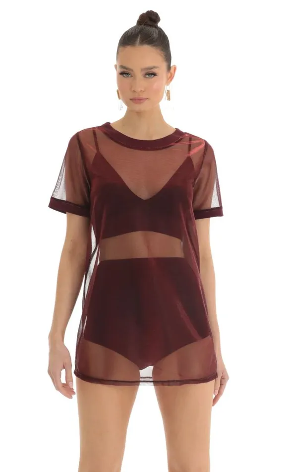 Metallic Three Piece Dress Set Red Women LUCY IN THE SKY Mini Dresses