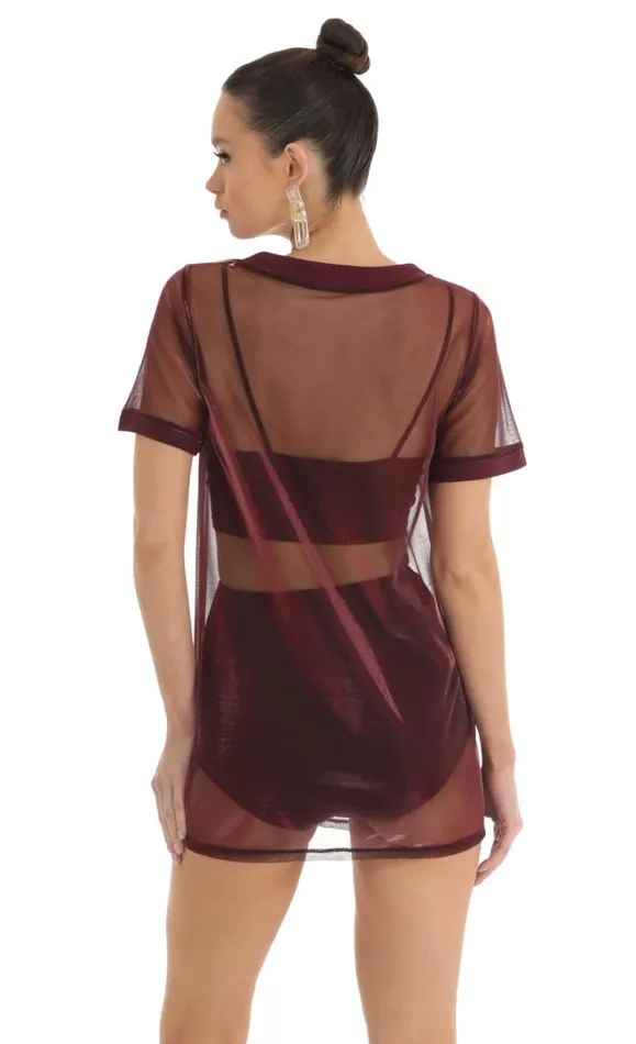 Metallic Three Piece Dress Set Red Women LUCY IN THE SKY Mini Dresses