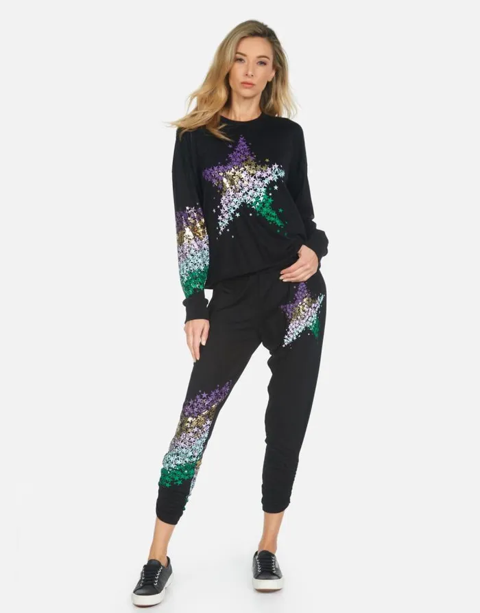 Mimi Star Confetti Black Women Lauren Moshi Crop Sweatpants
