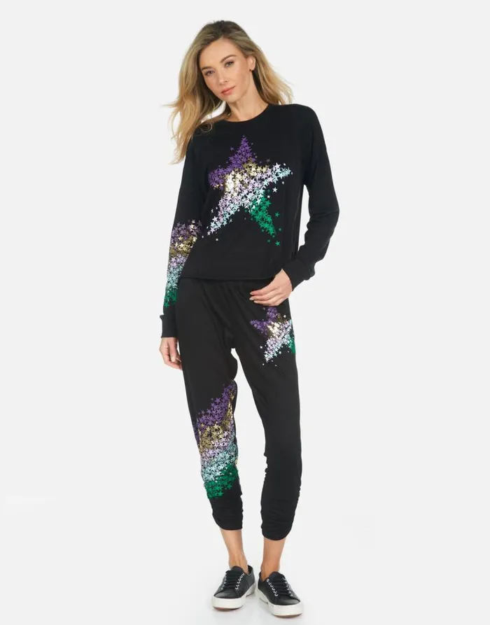 Mimi Star Confetti Black Women Lauren Moshi Crop Sweatpants