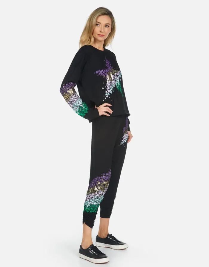 Mimi Star Confetti Black Women Lauren Moshi Crop Sweatpants