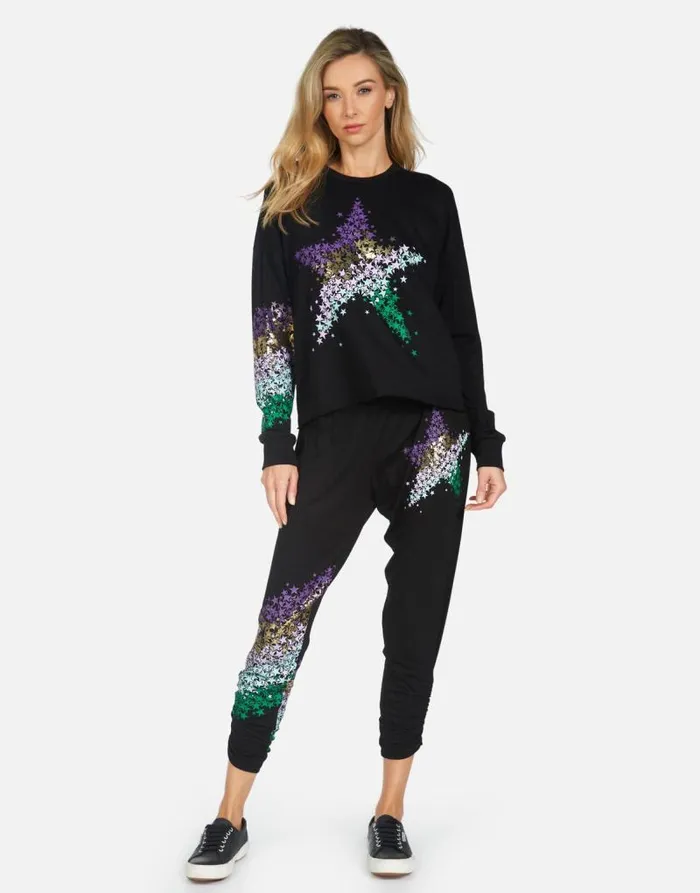 Mimi Star Confetti Black Women Lauren Moshi Crop Sweatpants