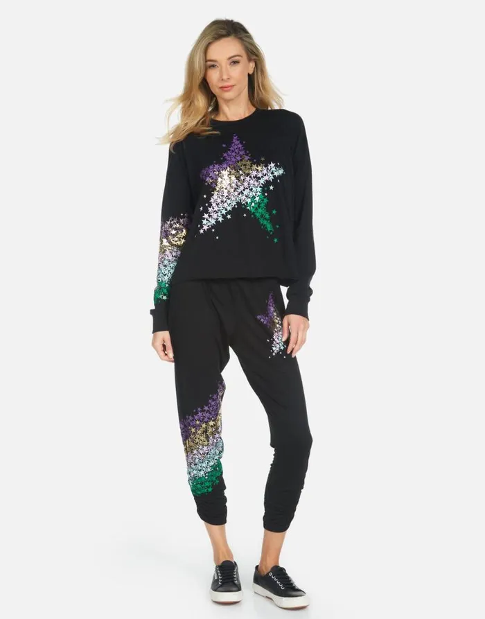 Mimi Star Confetti Black Women Lauren Moshi Crop Sweatpants