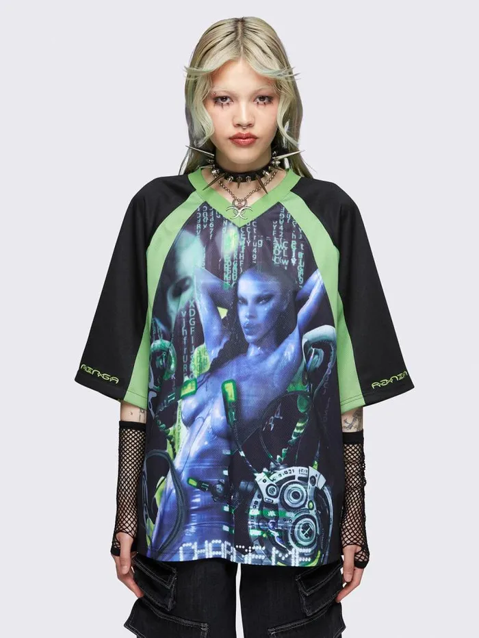 Minga X Pepela NYC Black Football Jersey Tshirt Women Minga London Tops and TShirts