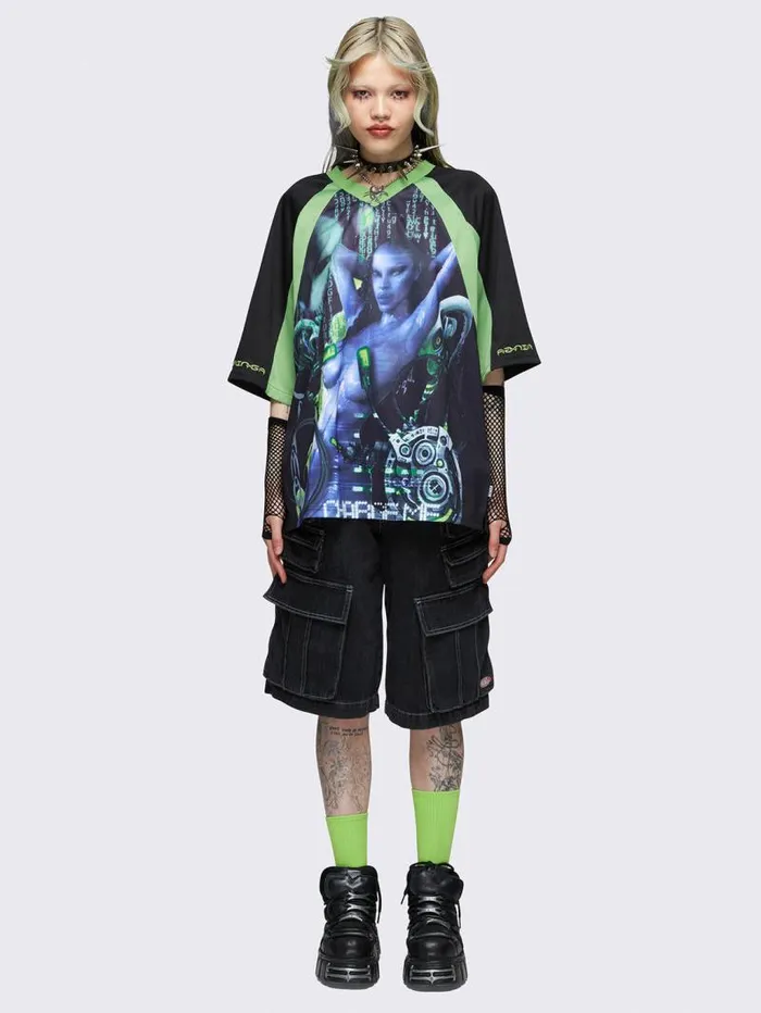 Minga X Pepela NYC Black Football Jersey Tshirt Women Minga London Tops and TShirts