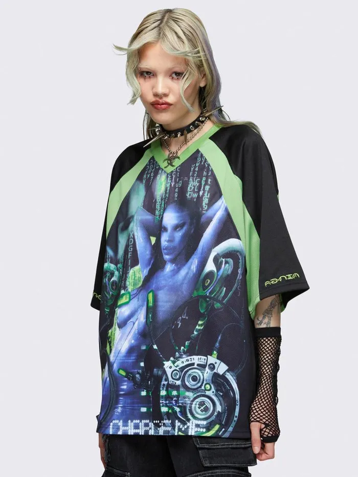 Minga X Pepela NYC Black Football Jersey Tshirt Women Minga London Tops and TShirts