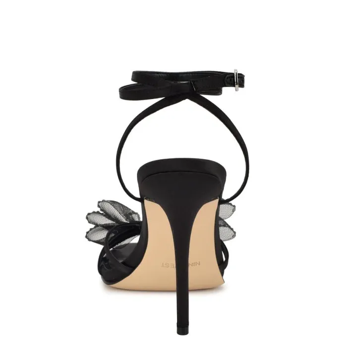 Minky Bow Heeled Sandals Black Women Nine West Heels Minky Bow Heeled Sandals Black Women Nine West Heels