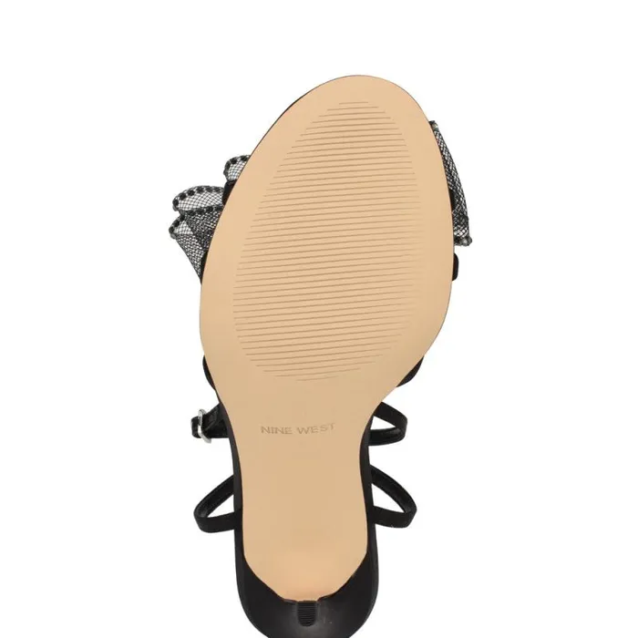 Minky Bow Heeled Sandals Black Women Nine West Heels Minky Bow Heeled Sandals Black Women Nine West Heels