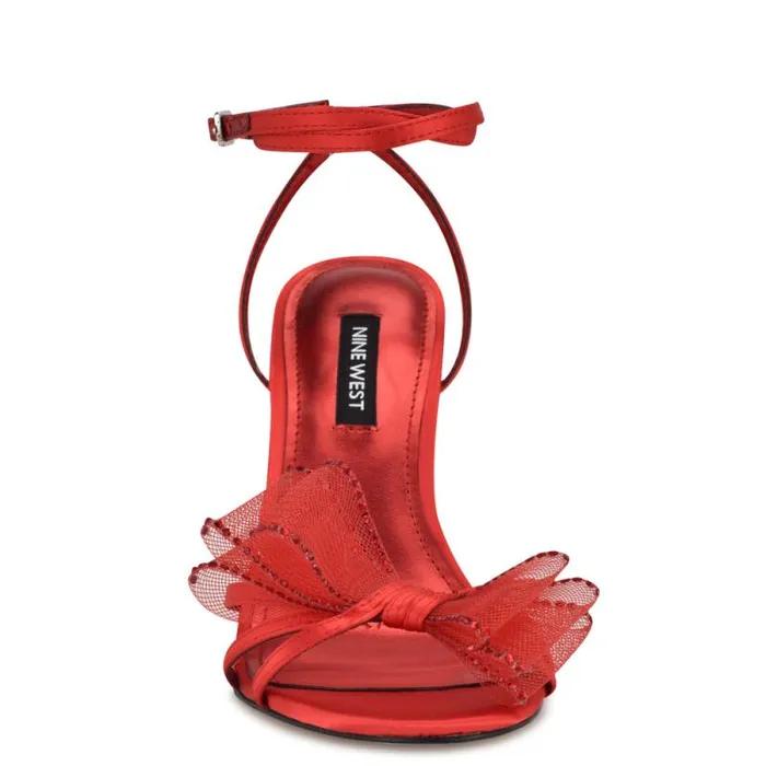 Minky Bow Heeled Sandals Red Women Nine West Sandals Minky Bow Heeled Sandals Red Women Nine West Sandals