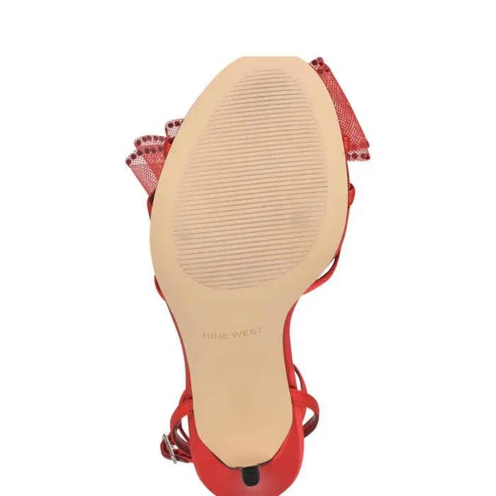 Minky Bow Heeled Sandals Red Women Nine West Sandals Minky Bow Heeled Sandals Red Women Nine West Sandals
