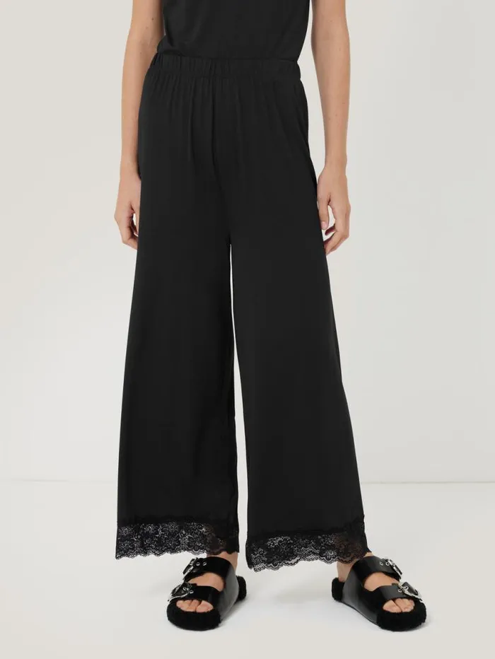 Modal Lace Pyjama Trouser Black Women Jigsaw Pyjamas and Loungewear
