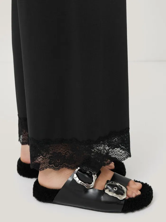 Modal Lace Pyjama Trouser Black Women Jigsaw Pyjamas and Loungewear