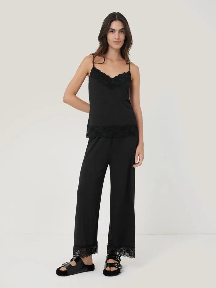 Modal Lace Pyjama Trouser Black Women Jigsaw Pyjamas and Loungewear