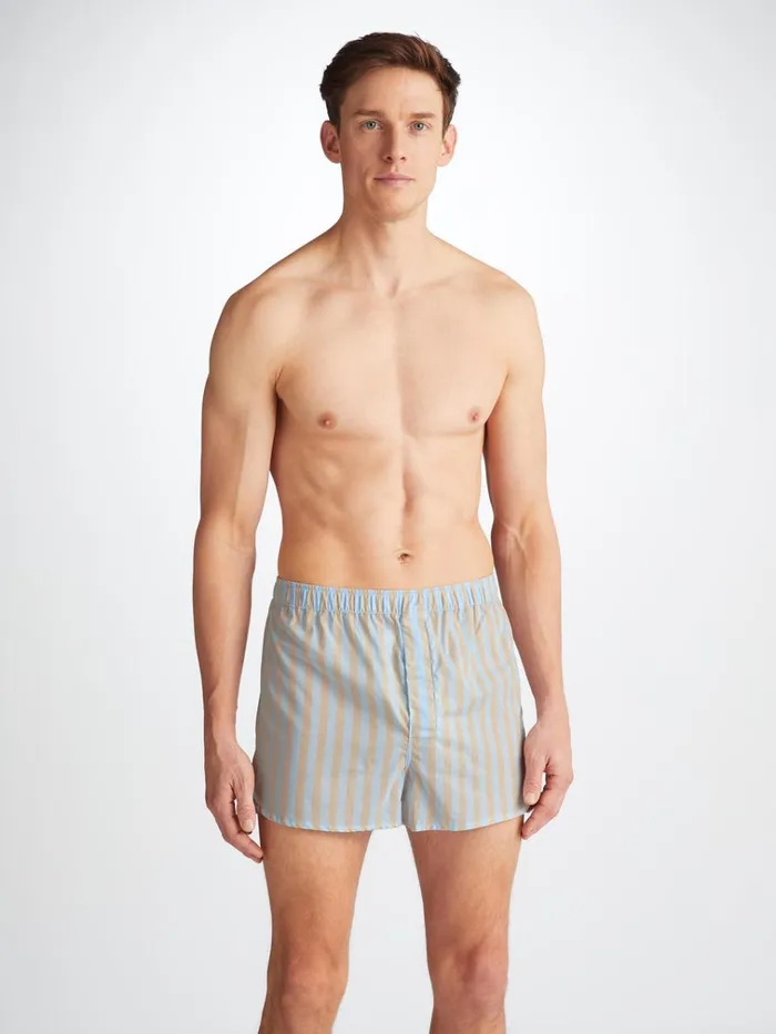 Modern Fit Boxer Shorts Men Derek Rose Modern Fit Boxers Amalfi 20 Cotton Batiste Blue