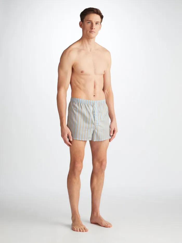 Modern Fit Boxer Shorts Men Derek Rose Modern Fit Boxers Amalfi 20 Cotton Batiste Blue