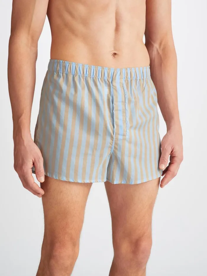 Modern Fit Boxer Shorts Men Derek Rose Modern Fit Boxers Amalfi 20 Cotton Batiste Blue