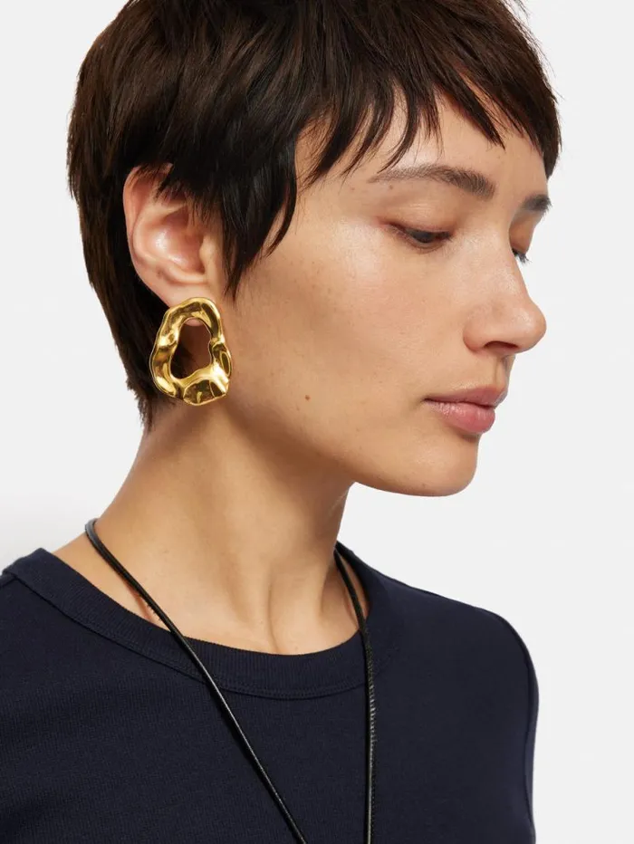 Molten Loop Stud Earring Gold Women Jigsaw Party