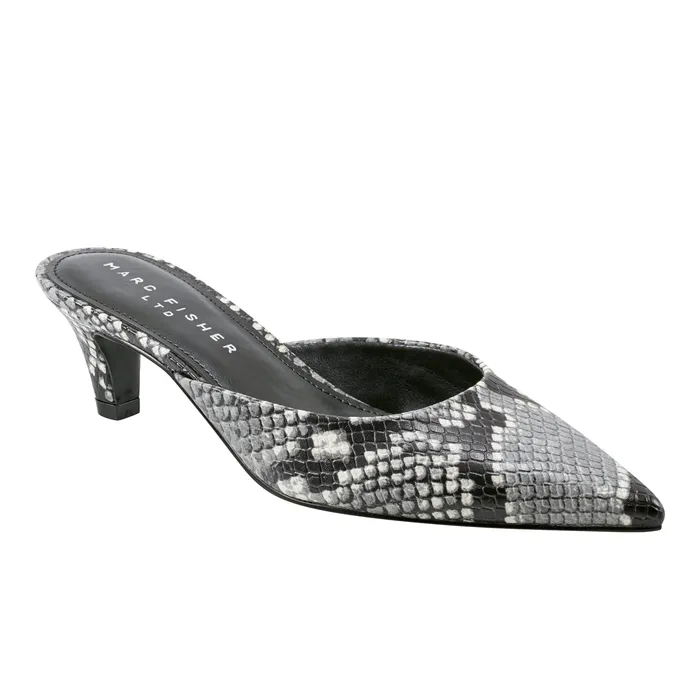 Mules and Slides Women Marc Fisher Rosa Heeled Mule Snake Print